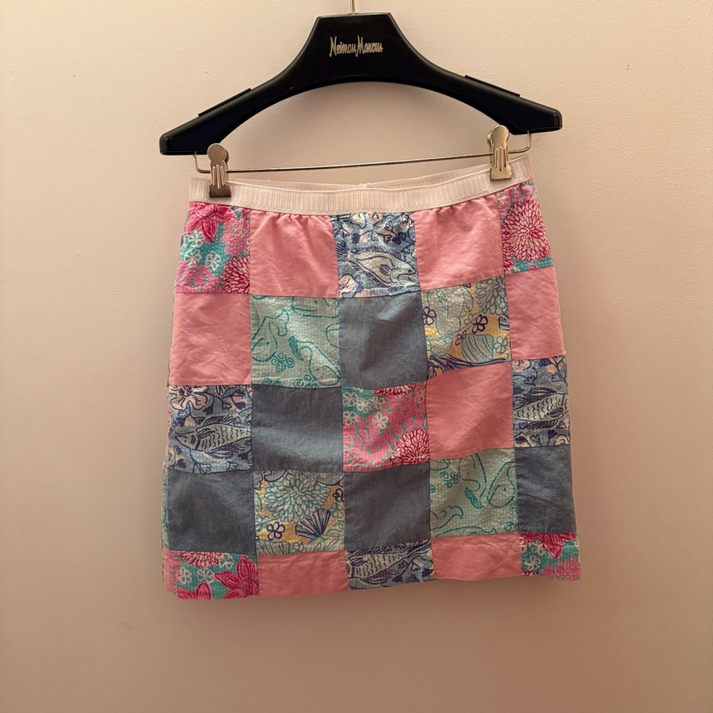 Vintage White Label Lilly Pulitzer Patchwork Skirt in Pink and Blue